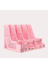 Resim Ops Mg 124 Pastel Pembe 4 Bölmeli Modüler Tasarım Organizer Kalemlikli Magazinlik Klasör Arşiv Kutusu Demonte 