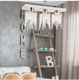 Resim Nikola 3Lü Krom Kristalli Taşlı Modern Tasarım Kristal Salon Avize 