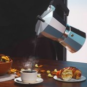Resim 1 adet Paslanmaz Çelik Moka Pot, Kamp, Seyahat, Ev, Ofis için Vintage Sekizgen Kahve Makinesi - Manuel, Tekrar Kullanılabilir Filtre, Mat Bitiş, Açık Hava Mutfak Ekipmanı, Kahve Bar Aksesuarları 