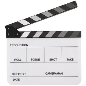 Resim Yaozixa Beyaz Akrilik Ve Ahşap Sinema Klap Tahtası - İngilizce Model 3 - 30x24.5x1.8cm 