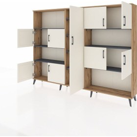 Resim Arges Dolap 10 Raflı 9 Kapaklı 220x30x163 Çam-aytaşı/antrasit Çam-aytaşı/antrasit 