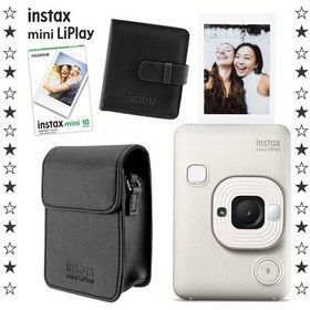 Resim Instax Mini Liplay Hybrid Misty Fotoğraf Makinesi + 10'lu Film + Albüm + Deri Kılıf Set 