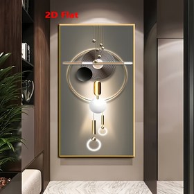 Resim 2D Düz, 1 adet Modern Soyut Duvar Sanatı - Çerçevesiz Tuval, 59.99x119.99 cm, Altın ve Siyah Geometrik Tasarım, Dairesel Elemanlar ile, Oturma Odası, Yatak Odası, Koridor, Duvar Dekoru, Yatak Odası Sanatı, Şık Kaplama, 2D Düz 