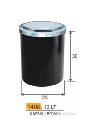 Resim Garanti Metal 1408 Kapaklı Ofis Tipi Çöp Kovası (30x23) 