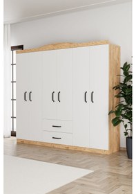 Resim Selin 6 Kapak 2 Çekmeceli Gardırop 