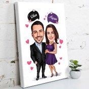 Resim Karikatürlü Şahane Çiftler Kanvas Tablo 