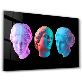 Resim Soyut Renkli Venüs Heykeli | Cam Duvar Tablosu - S (40x25) 