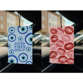 Resim Nazar Boncuğu Ve Öpücük - İkili Oto Kokusu - Dekoratif Araç Kokusu Ve Aksesuarı 
