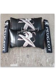 Resim Peugeot Lüks Deri Oto Boyun Yastığı,Kemerlik Ve Ayna Ipi Hediyesi 