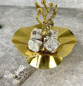 Resim Gold Japon Gülü Kahve Yanı Ayaklı Lokumluk Sunumluk Şekerlik Çerezlik Takım 