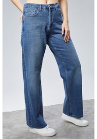 Resim Cedy Denim Cedy Denım Yüksek Kalite Kadın Palazzo Yüksek Bel Cotton Jean Pantolon Mavi 
