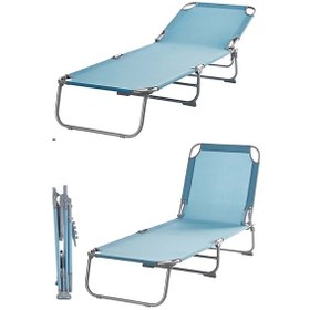 Resim Şezlong Katlanabilir Bahçe Plaj Şezlongu Mavi 2 Li Takım 