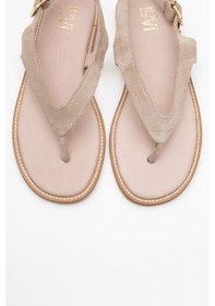Resim Luvishoes Luvi Shoes Belinda Bej Süet Hakiki Deri Kadın Parmak Arası Sandalet Süet Bej 