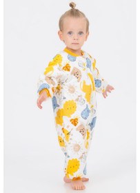 Resim Kız Erkek Çocuk Kalın Elyaf Dolgulu 2.5 Tog Desenli Uyku Tulumu-sarı-beyaz Sarı - Beyaz 