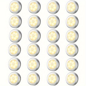 Resim 6/12/18/24 adet Hareket Sensörlü Puck Işıkları, Pil ile Çalışan LED Gece Lambası Adım Işıkları, Merdiven Dolap Işığı, Her Yere Yapışan Lamba, Ev, Mutfak, Hol, Dolap, Dolap, Merdiven, Banyo Puck Işıkları Pil ile Çalışır 