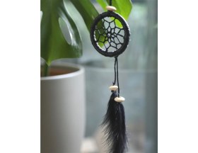 Resim Miamantra Araba Süsü Siyah Kasnaklı Rüya Kapanı (Çap 6 cm) 