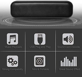 Resim kosingna USB Powered Soundbar Masaüstü Hoparlör Kablolu Bilgisayar TV Masaüstü Dizüstü Bilgisayar için Kutusu 