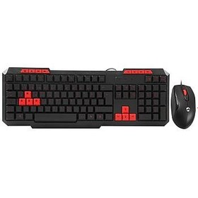 Resim Everest KM-6825 Siyah Usb Kırmızı Tuşlu Türkçe Multimedia Klavye + Mouse Set 
