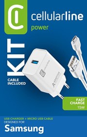 Resim Beyaz Micro USB Seyahat Şarjı 15W(Kablo+Adaptör) 