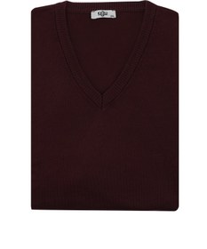 Resim Koyu Bordo Büyük Beden V Yaka Regular Fit Pamuklu Triko Kazak - Koyu Bordo / 7X 