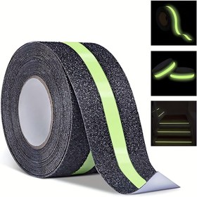 Resim Karanlıkta Parlayan Kaymaz Güvenlik Bandı - 1 Rulo, Plastik, Kaymaz Tutuş Merdivenler İçin Çekiş Bandı, İç ve Dış Kaygan Yüzeyler, Güvenliği Artırır, 5.08 cm x 5.0 metre 