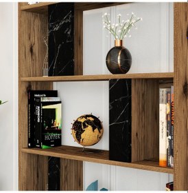 Resim Variant Variant Lima Kitaplık - Ceviz / Siyah Mermer 