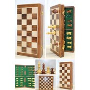 Resim Mıknatıs Taşlı Ahşap Katlanabilir Kutulu Satranç Oyunu 40 Cm 