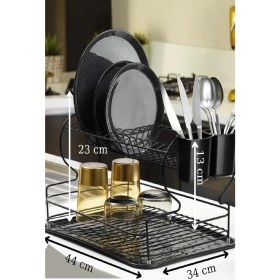 Resim Storemax NO35 Alper Banyo Ömür Boyu Paslanmaz Siyah Bulaşık Süzgeci Iki Katlı Tabaklık Bulaşıklık Termo Plastik Kaplama 