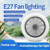 Resim Uzaktan Kumandalı Yeni E27 Vida Fan Işığı, 360 Derece Ayarlanabilir Tavan Fanı, Çift Fonksiyonlu Soğutma ve Aydınlatma, Oturma Odaları, Yatak Odaları, Mutfaklar ve Depolama Odaları için Uygun 