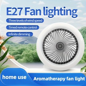 Resim Uzaktan Kumandalı Yeni E27 Vida Fan Işığı, 360 Derece Ayarlanabilir Tavan Fanı, Çift Fonksiyonlu Soğutma ve Aydınlatma, Oturma Odaları, Yatak Odaları, Mutfaklar ve Depolama Odaları için Uygun 