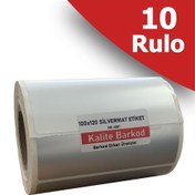 Resim Kalite Barkod 100X120 Silvermat Etiket | 10 Rulo Metalize Demirbaş Etiketi 