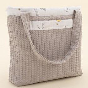 Resim Bebek Bakım Çantası - Gri Örgü - Gri Tavşan 