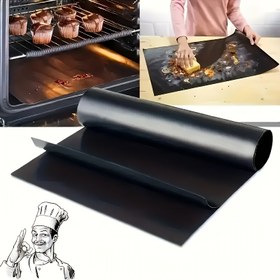 Resim 1 adet yapışmaz tekrar kullanılabilir fırın tabanı, cam lifli fırın matı, elektrikli ve gazlı fırın için fırın pedi, ızgarası için aksesuar, ekmek pişirmesi ve ızgara için uygun, mutfak aksesuarı, gıda ile temas güvenli plastik malzeme 