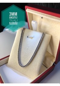 Resim 3mm Tilki Kuyruğu Oksitli 925 Gümüş Işıklı Kutuda Sevgiliye Eşe Erkek Kolye Gümüş 