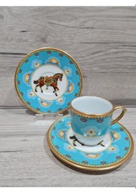 Resim Konyax Cavallo Porselen 6 Kişilik 12 Parça Türk Kahve Takımı Çok Renkli 
