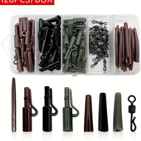 Resim 120 Parça Sazan Balıkçılık Aksesuarları Seti, Sazan Balıkçılığı Dönerler Kurşun Klips, Karışıklık Önleyici Kılıflar, Hızlı Değiştirme Dönerleri, Saklama Kutulu Sazan Balıkçılığı Takım 