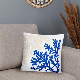 Resim Nuvomon Mercan Desenli Punch Kırlent - 43x43 cm 