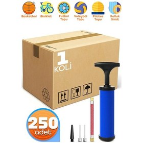 Resim 1 Koli 250 Adet Şişirme Pompa Seti Futbol Bisiklet Topu Şişme Yatak Simit Şişirme Pompası 20cm Mavi 