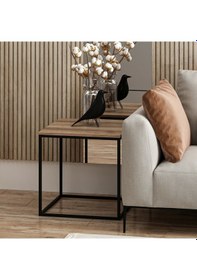 Resim Başak Metal Ayaklı Yan Sehpa - Dore 