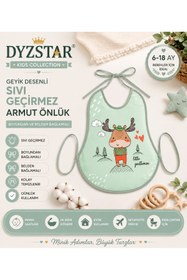 Resim DYZSTAR Geyik Desenli Sıvı Geçirmez Armut Bebek Önlüğü Boyundan ve Belden Bağlamalı 6-18 Ay 