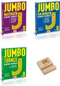 Resim Model Eğitim Lgs 8. Sınıf Jumbo Matematik Fen Ve Türkçe Deneme Bankası 3lü Set + Telefon Standı 