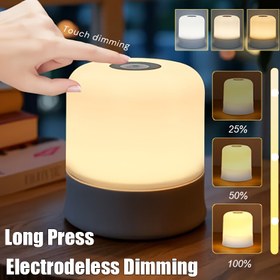 Resim Yatak Odası için Dokunmatik Lamba ile 3 Renkli Ayarlanabilir LED Lamba, 800mAh Pil İşletimli Kablosuz Lamba, Ruhsal Aydınlatma Hafifliği Lambası Şarj Edilebilir Lambalar Yatak Odası ve Komodin için Kablosuz Lambalar 