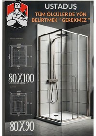 Resim Ustaduş - Qorex Marka - Siyah - 6 Mm Şeffaf Temper Cam Duşakabin H:190 Özel Seri Krom Aksesuar. Diğer 