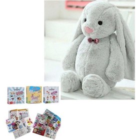 Resim Uyku Arkadaşım Papyonlu Uzun Kulak 65 Cm Peluş Tavşan Ve Eğitici Eğlenceli Etkinlik Seti 001 