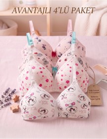 Resim Lavint Homewear 4'lü Pamuklu Kız Çocuk Alıştırma Sütyeni Balensiz Çıkarılabilir Askılı Asorti 