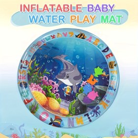 Resim 1 Yuvarlak 25.5 İnç Mavi PVC İnek ve Koral Kumu Şişme Bebek Su Oyun Matı - Alfabe ve Sayılarla Etkileşimli Motor Becerileri Geliştirme Oyuncak, Dayanıklı İç/Dış Mekan Matı, Bebekler İçin Göz-El Koordinasyonu ve Çekirdek Kas Egzersizi, Şişme Bebek Oyun Matı, Okyanus Temalı Tasarım, Sağlam İnşaat 