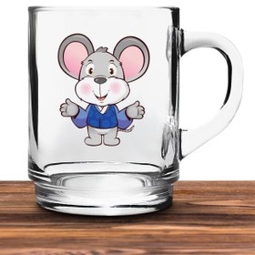 Resim yhfoto Mouse Tasarımlı Şeffaf Kupa Bardak - Camk154 