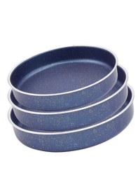 Resim Dora Granit 3 Parça Ezme Fırın Tepsi Seti 30-32-34 Cm Siyah 