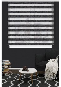 Resim Çift Mekanizma Zebra Stor Güneşlik Perde 08 Koyu Gri Mutfak Balkon Perdesi Çocuk Yatak Odası Perde Koyu Gri 1 