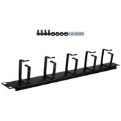 Resim 1U 19" Yatay Organizer 5 Kancalı Metal Kabinet Kablo Toplayıcı 